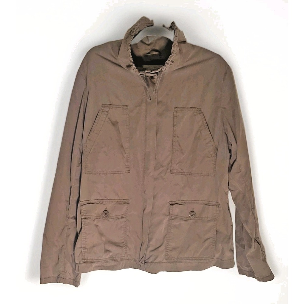 Eddie Bauer Utility Anorak Jacket Womens XL Olive Safari Military Cotton Blend